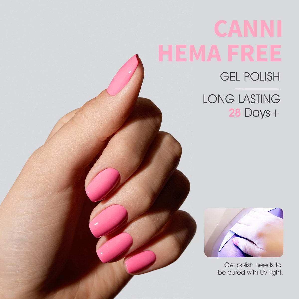 CANNI Baby Pink Gel Nail Polish application on nails