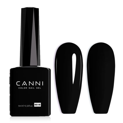 CANNI Black Gel Nail Polish front view with colour bottle design