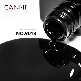 CANNI Black Gel Nail Polish high gloss finish close-up