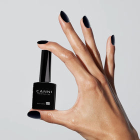 CANNI Black Gel Nail Polish swatch on nail