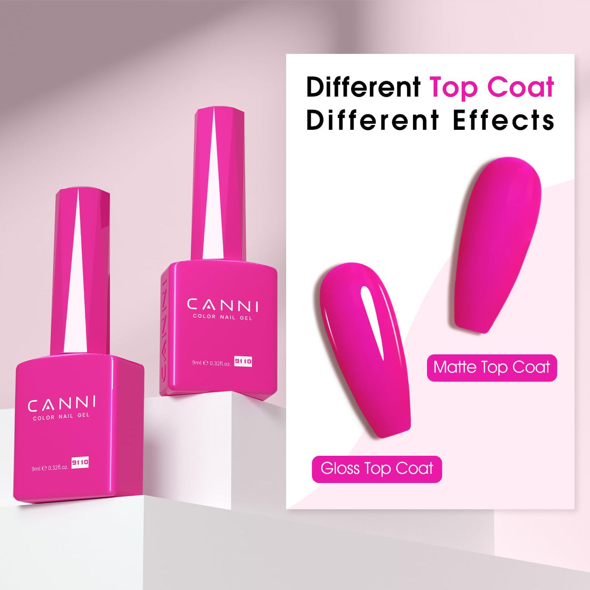 CANNI Bright Coral Pink Gel Nail Polish 9ml with UV lamp
