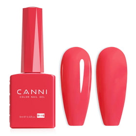 CANNI Bright Red Gel Nail Polish front view with colour bottle