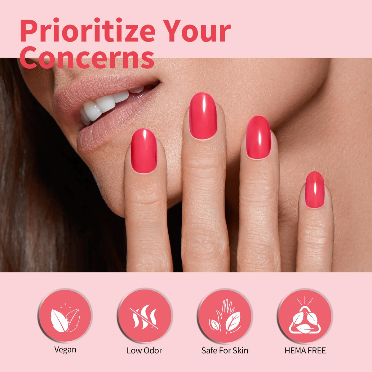 CANNI Bright Red Gel Nail Polish in a manicure set