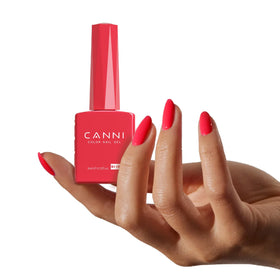 CANNI Bright Red Gel Nail Polish with base and top coat