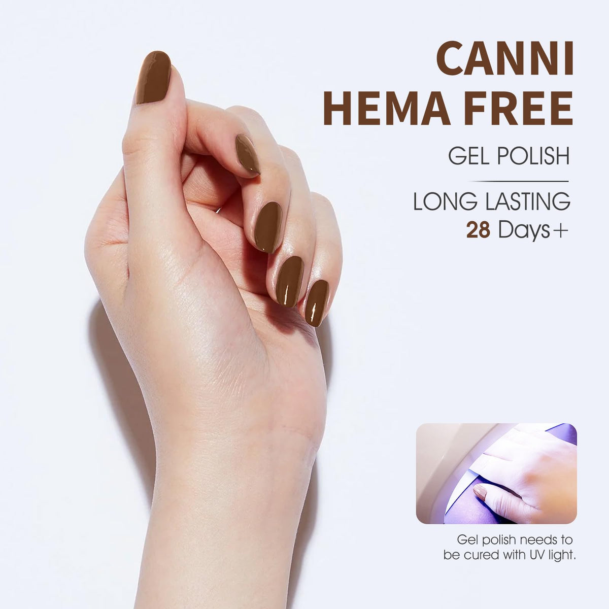 CANNI Brown Gel Nail Polish application on nails