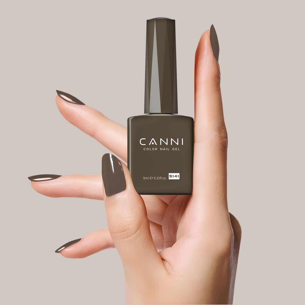 CANNI Brown Gel Nail Polish with base and top coat