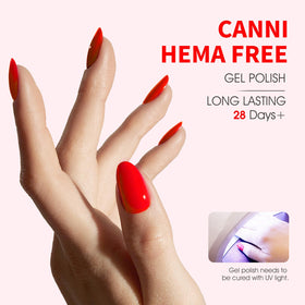 CANNI Classic Red Gel Nail Polish bottle with bright red-orange colour