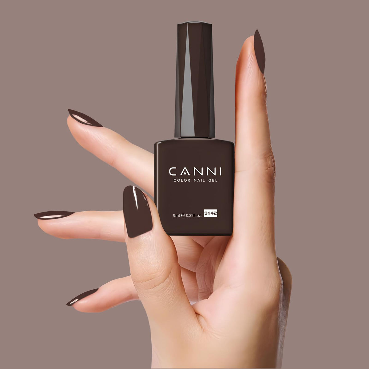 CANNI Dark Brown Gel Nail Polish with UV lamp