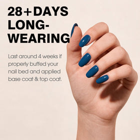 CANNI Dark Dusk Blue Gel Nail Polish 9ml application on nails