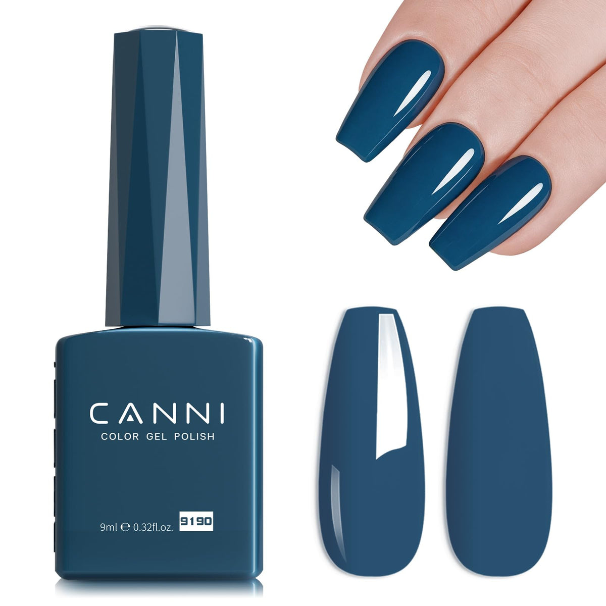 CANNI Dark Dusk Blue Gel Nail Polish 9ml front view