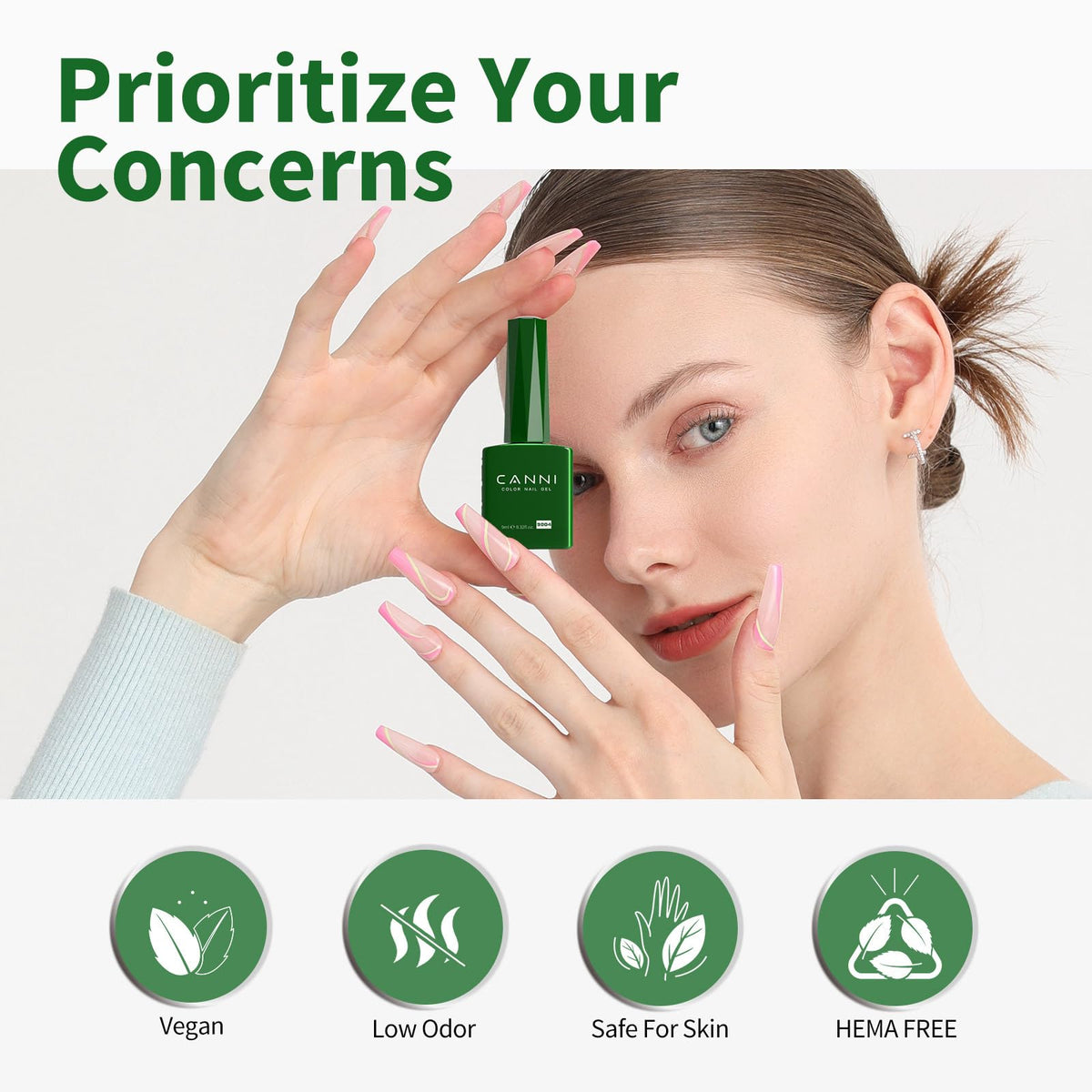 CANNI Dark Green Gel Nail Polish packaging details