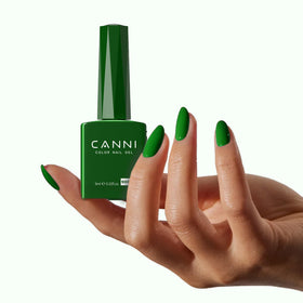 CANNI Dark Green Gel Nail Polish with base and top coat