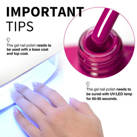 CANNI Dark Hot Pink Gel Nail Polish 9ml application on nails