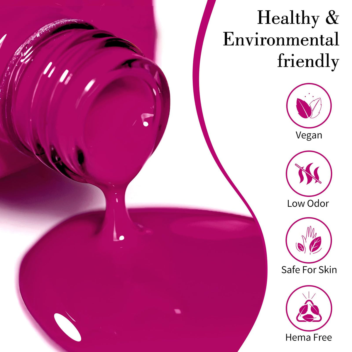 CANNI Dark Hot Pink Gel Nail Polish 9ml bottle side view