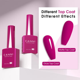 CANNI Dark Hot Pink Gel Nail Polish 9ml with finished manicure