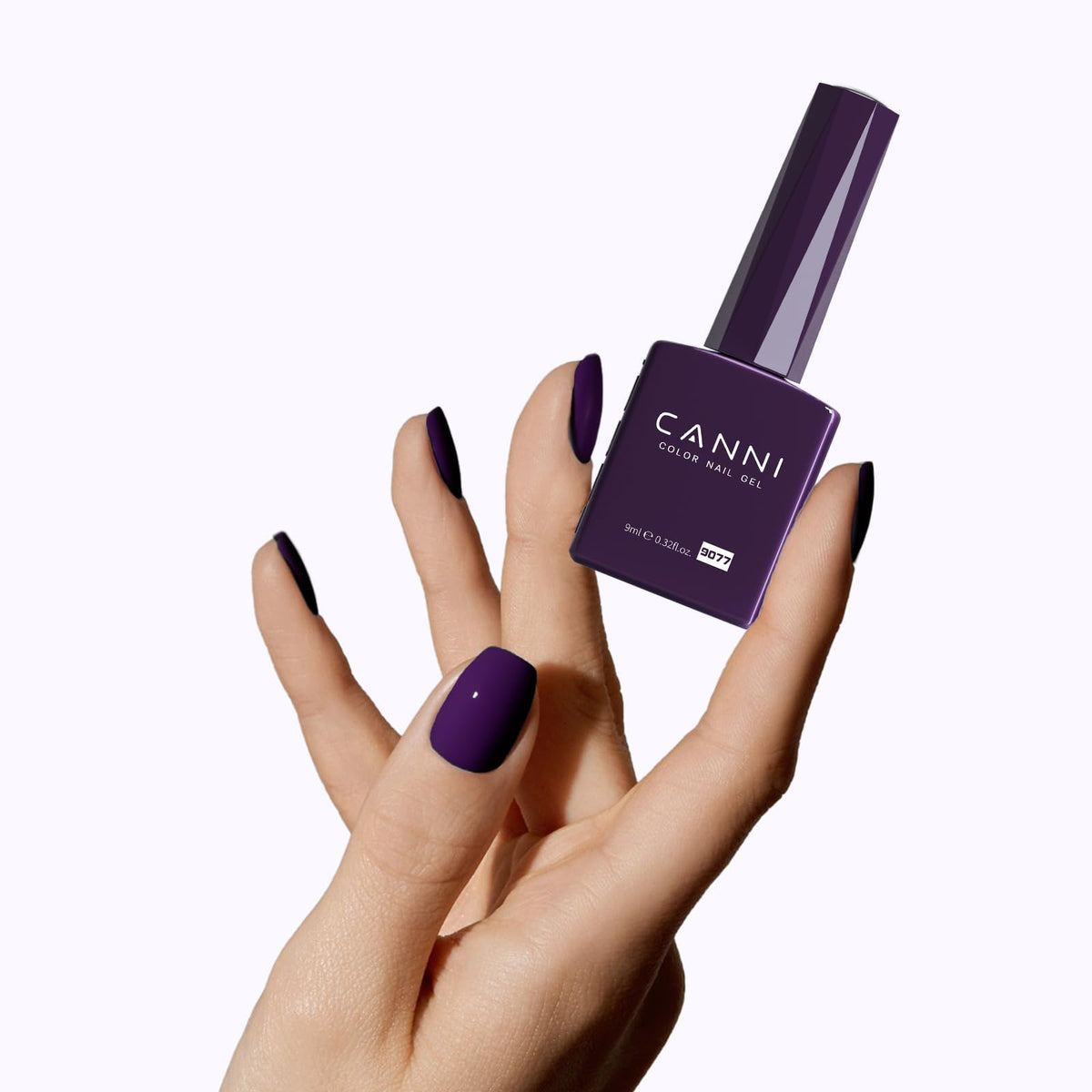 CANNI Dark Purple Gel Nail Polish in use at a manicure station