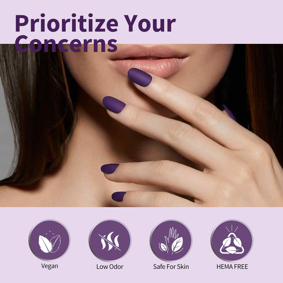 CANNI Dark Purple Gel Nail Polish with UV lamp