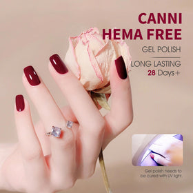CANNI Dark Red Gel Nail Polish application brush close-up