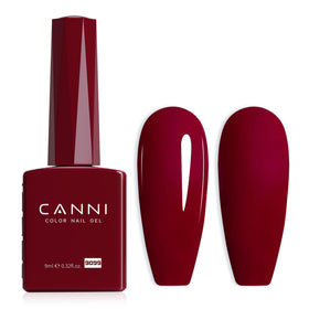 CANNI Dark Red Gel Nail Polish front view with colour bottle