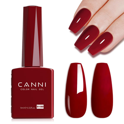 CANNI Deep Dark Red Gel Nail Polish 9ml front view