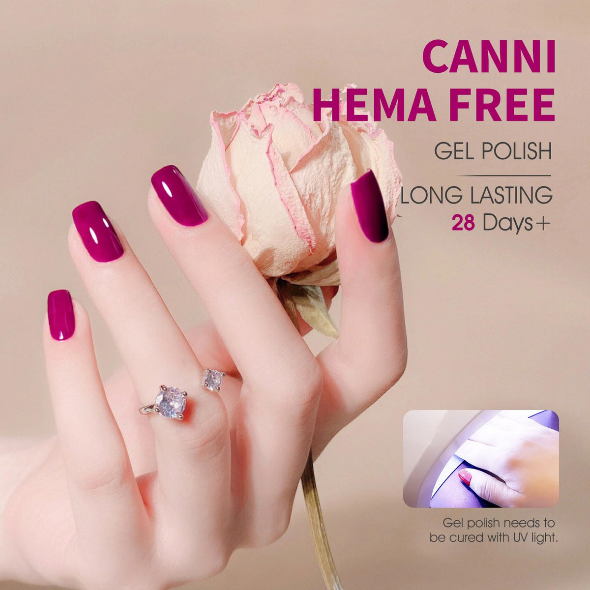 CANNI Deep Purple Red Gel Nail Polish close-up of colour