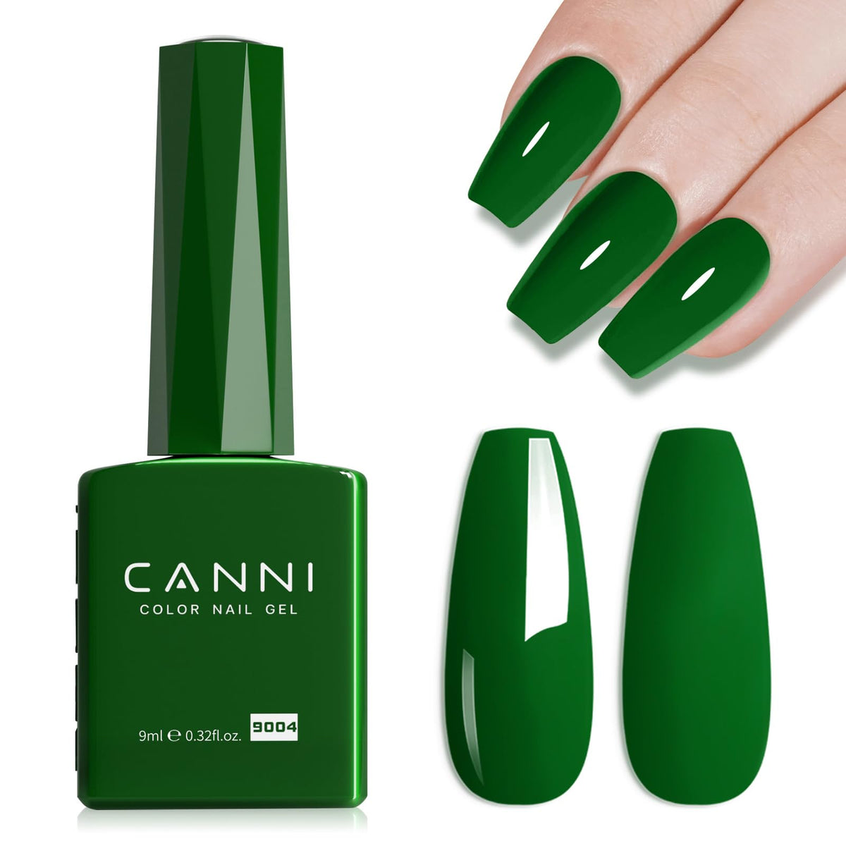 CANNI Emerald Dark Green Gel Nail Polish 9ml front view