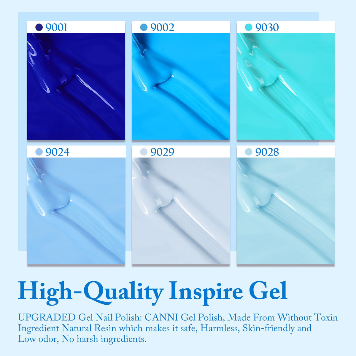 CANNI Gel Nail Polish close-up of blue shades