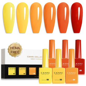 CANNI Gel Nail Polish Set with 6 orange shades in colour bottles