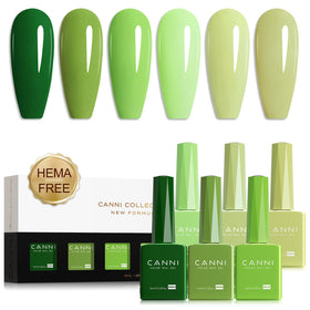 CANNI Gel Nail Polish Set with six green shades front view
