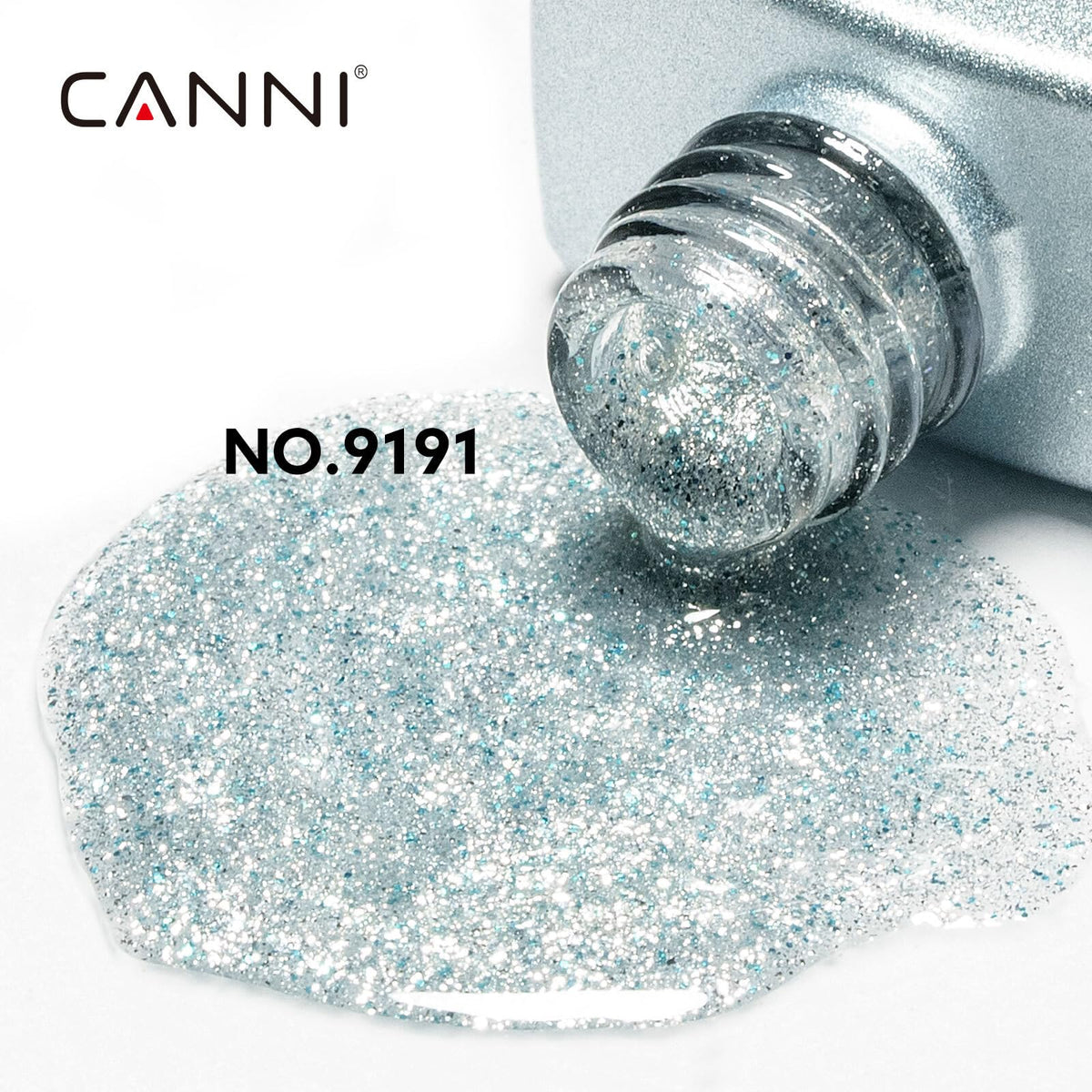 CANNI Glitter Blue Gel Nail Polish bottle side view