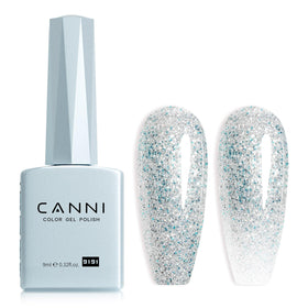 CANNI Glitter Blue Gel Nail Polish front view with sparkly finish