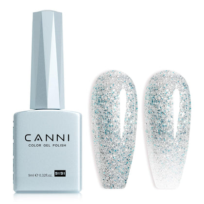 CANNI Glitter Blue Gel Nail Polish front view with sparkly finish