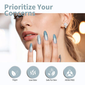 CANNI Glitter Blue Gel Nail Polish with manicure tools