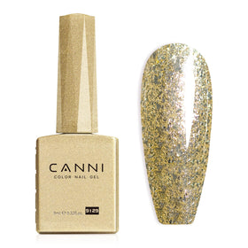 CANNI Gold Gel Nail Polish front view in glitter gold