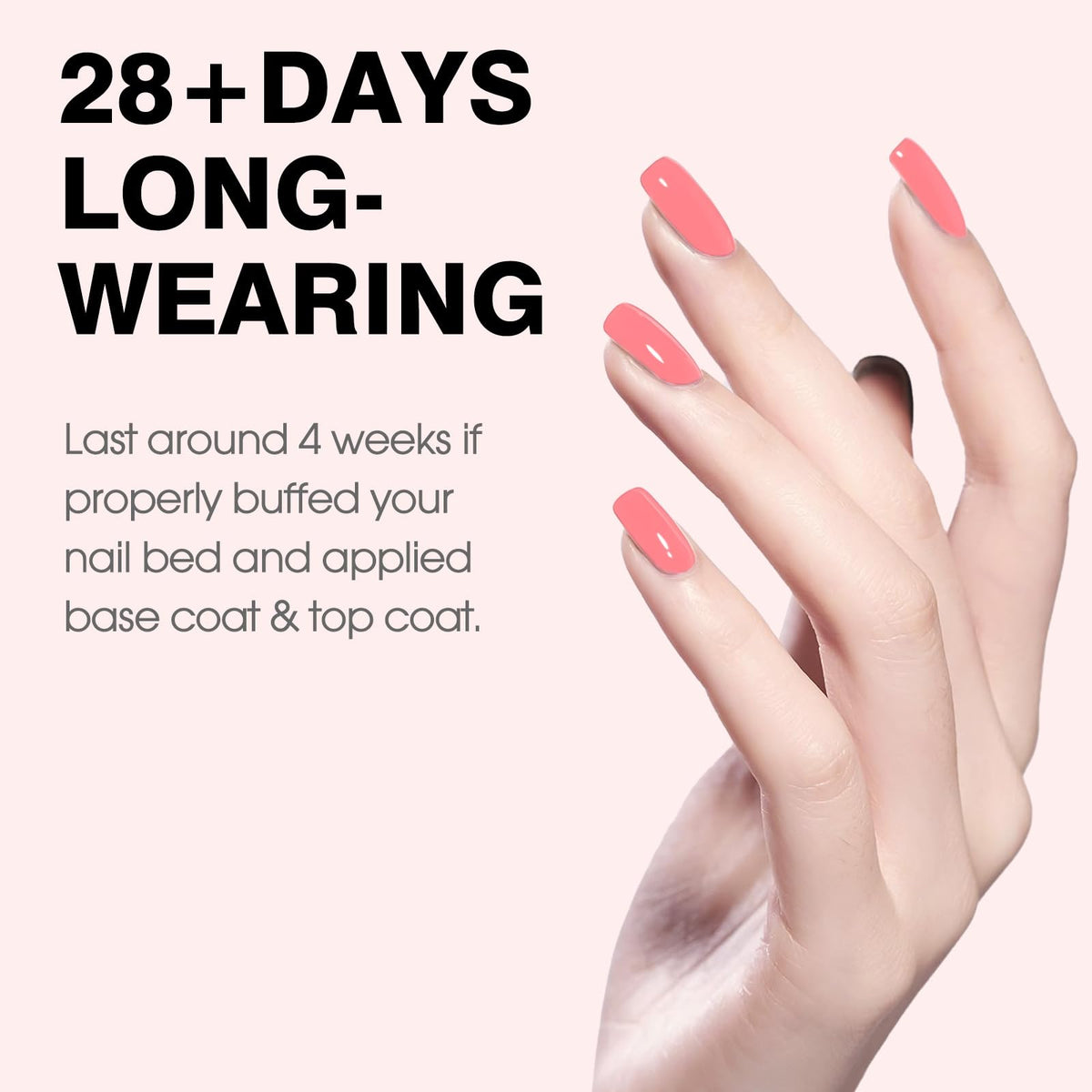 CANNI Grapefruit Pink Gel Nail Polish 9ml applied on nails