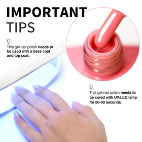 CANNI Grapefruit Pink Gel Nail Polish 9ml with base and top coat