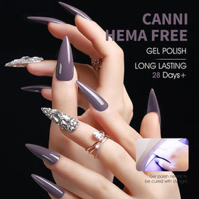 CANNI Grey Gel Nail Polish dark grey applied on nails