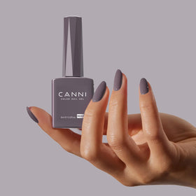 CANNI Grey Gel Nail Polish dark grey in manicure setup
