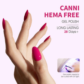 CANNI Hot Pink Gel Nail Polish application on nails