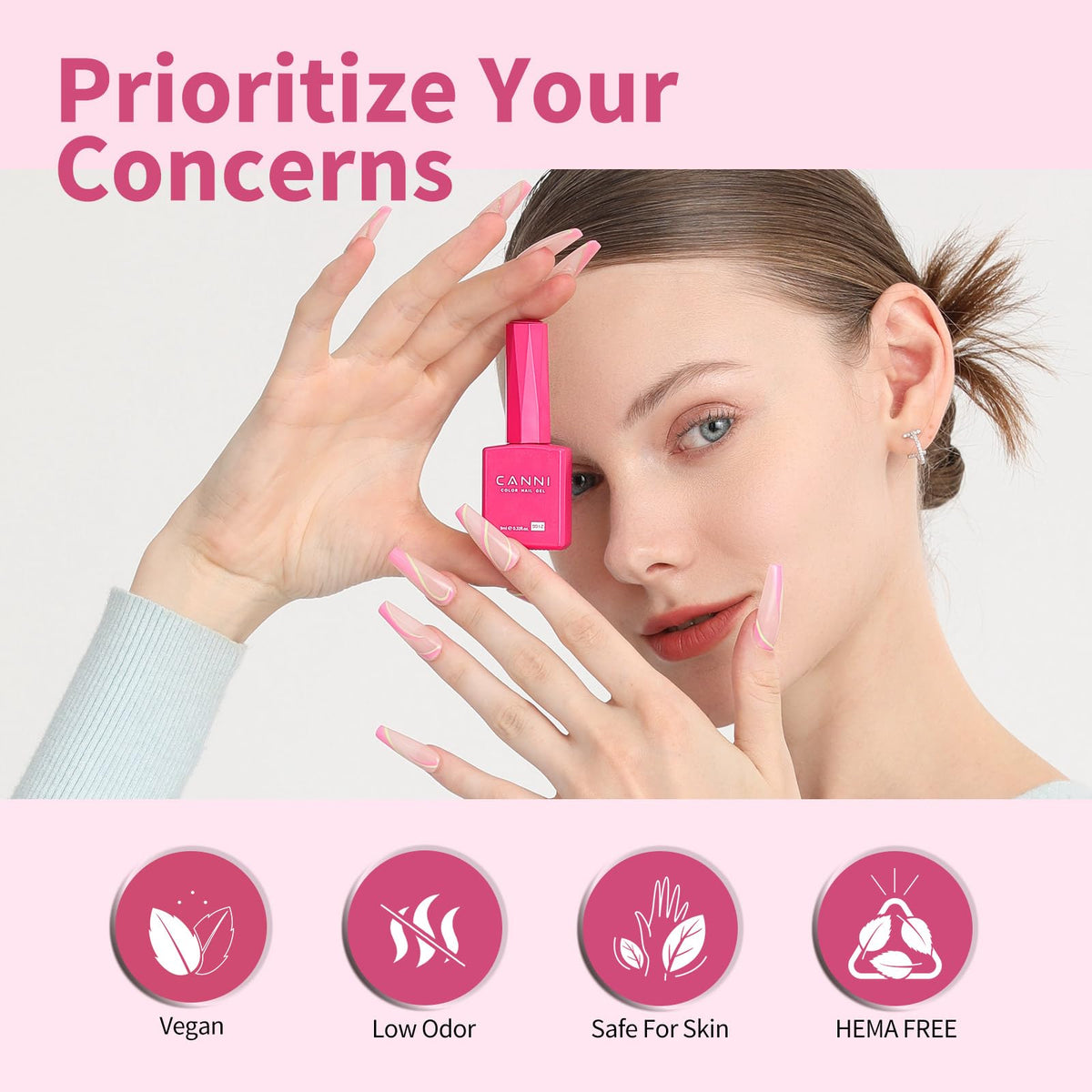 CANNI Hot Pink Gel Nail Polish packaging display
