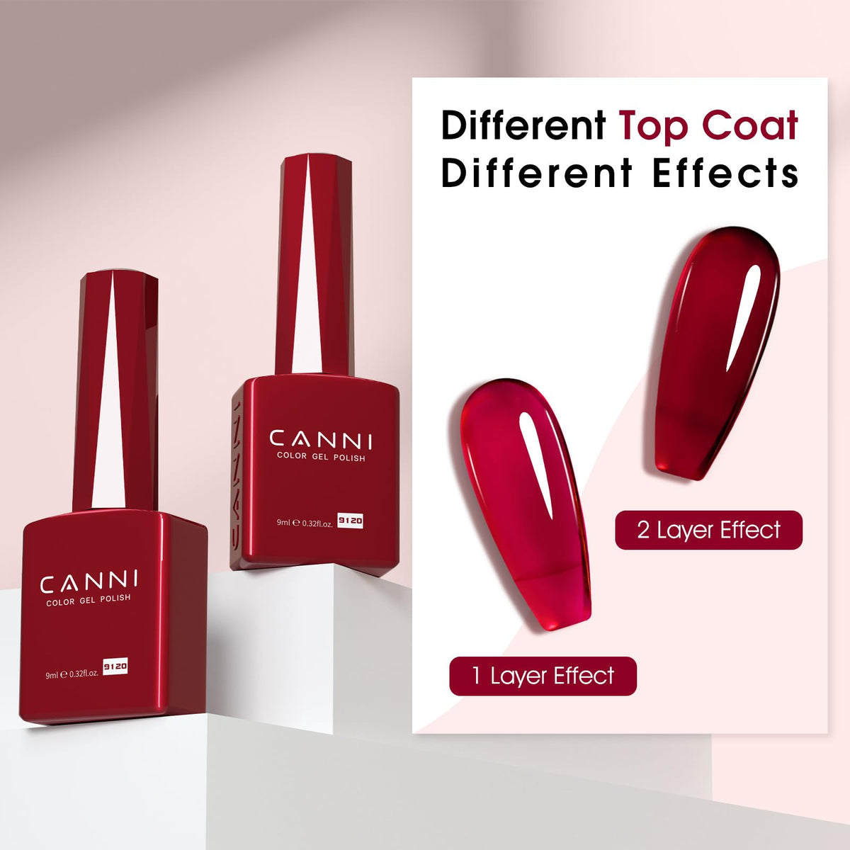 CANNI Jelly Dark Red Gel Nail Polish on a manicure table