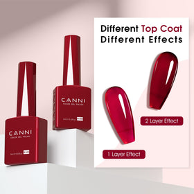 CANNI Jelly Dark Red Gel Nail Polish on a manicure table