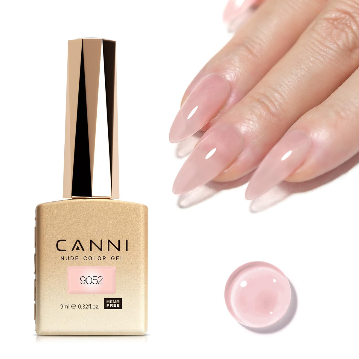 CANNI Jelly Nude Pink Gel Nail Polish front view with colour bottle