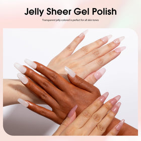 CANNI Jelly Nude Pink Gel Nail Polish with base and top coat