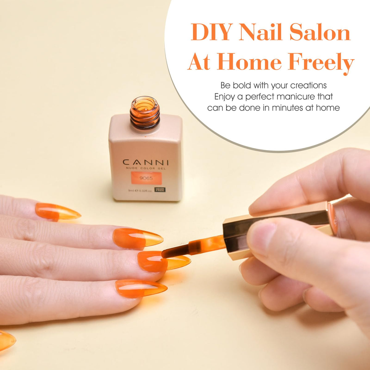 CANNI Jelly Orange Gel Nail Polish close-up of brush