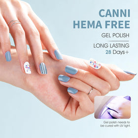 CANNI Light Blue Gel Nail Polish application process on nails