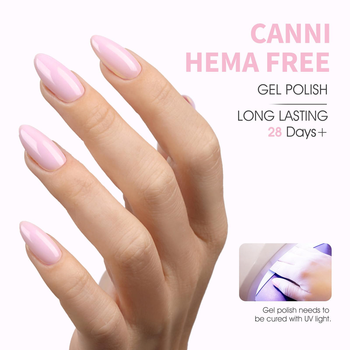 CANNI Light Pink Gel Nail Polish application on nails