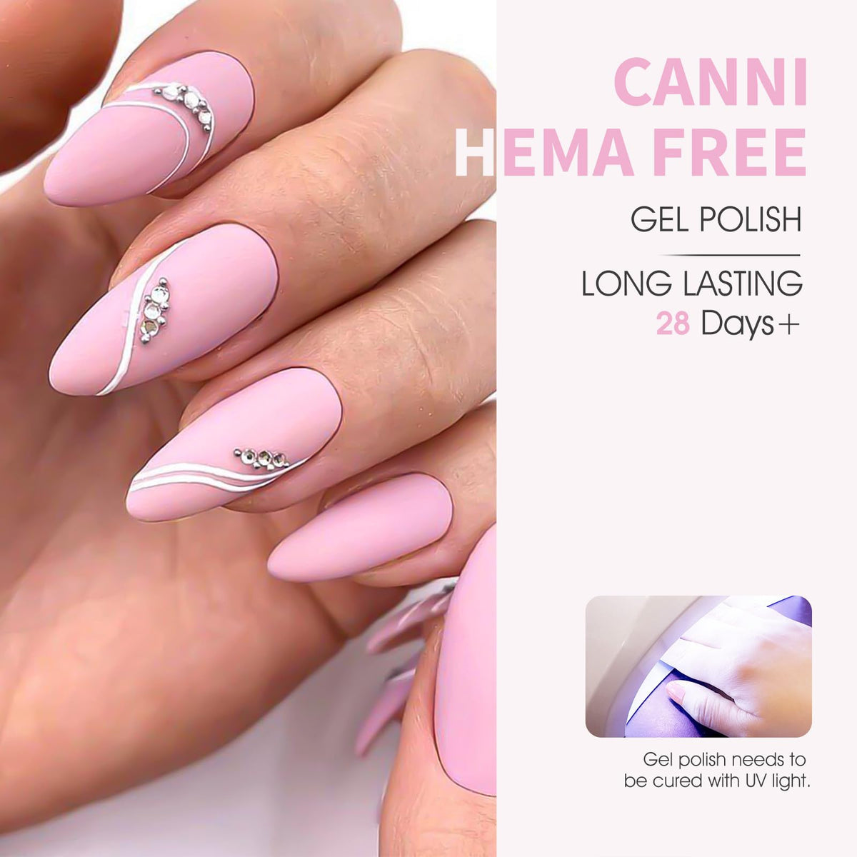 CANNI Light Pink Gel Nail Polish application on nails