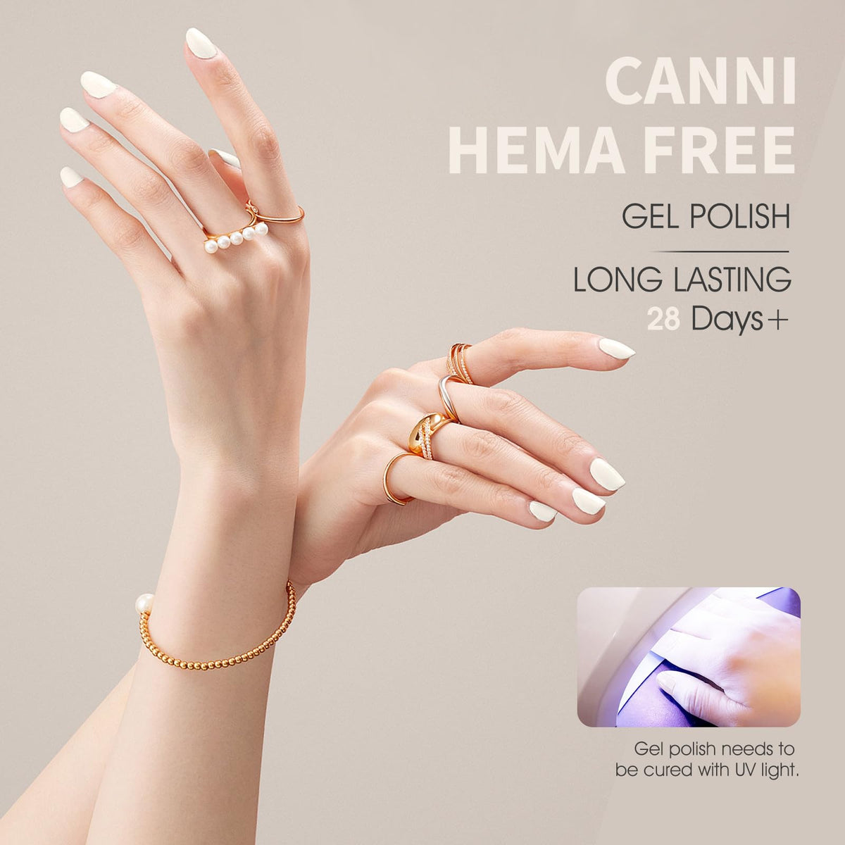 CANNI Milky White Gel Nail Polish applied on nails