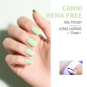 CANNI Mint Green Gel Nail Polish application on nails